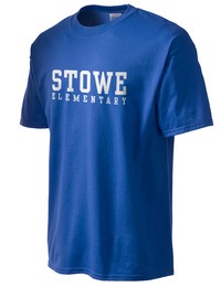 A blue shirt that says Stowe Elementary on the front